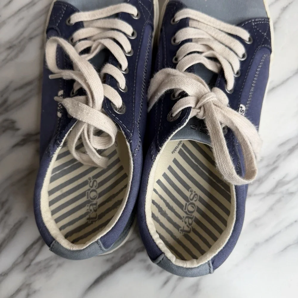 Taos Womens Size 9.5 Plim Soul Indigo Multi Sneakers Blue Canvas Lace Up